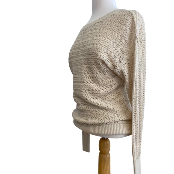 Reitmans Crochet Knit Neutral nude/Beige nude Pullover Sweater Womens size small - Picture 2 of 11